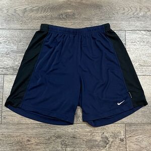 Nike Dri Fit Athletic Shorts Blue Black Training Running Gym Made in USA Large